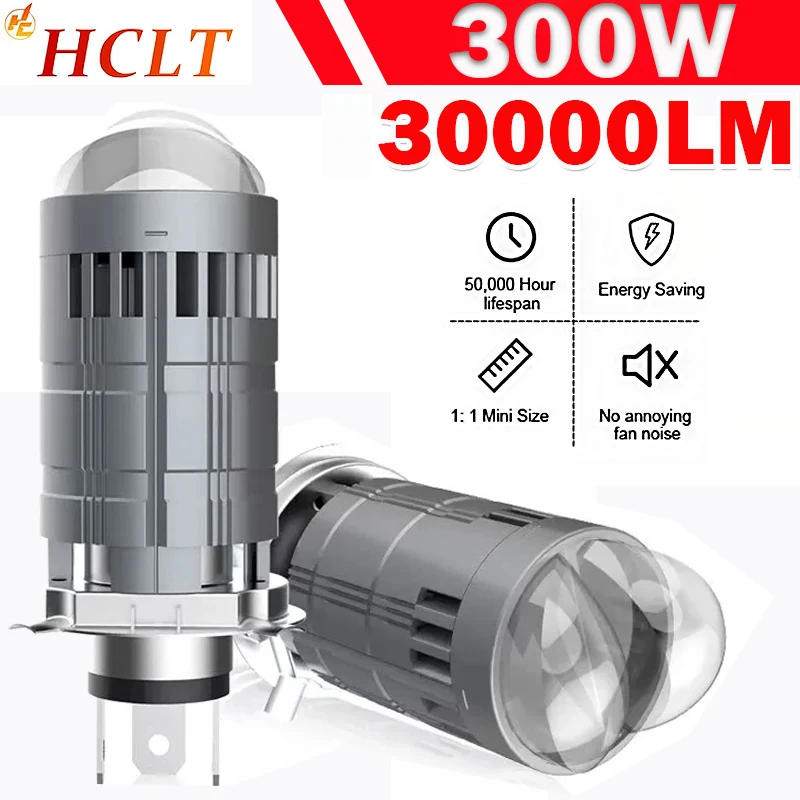 Bi Mini LED Projector Lens H4 Car Bulb EMC Auto Headlight Turbo Lamps CanbusPlug and Play Dual Motorcycle High Low Beam 12V 24V