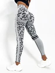 Pantaloni da Yoga senza cuciture leopardati da donna vita alta sollevamento dell'anca miele pesca pantaloni da Fitness tuta da Yoga pantaloni sportivi da corsa stretti