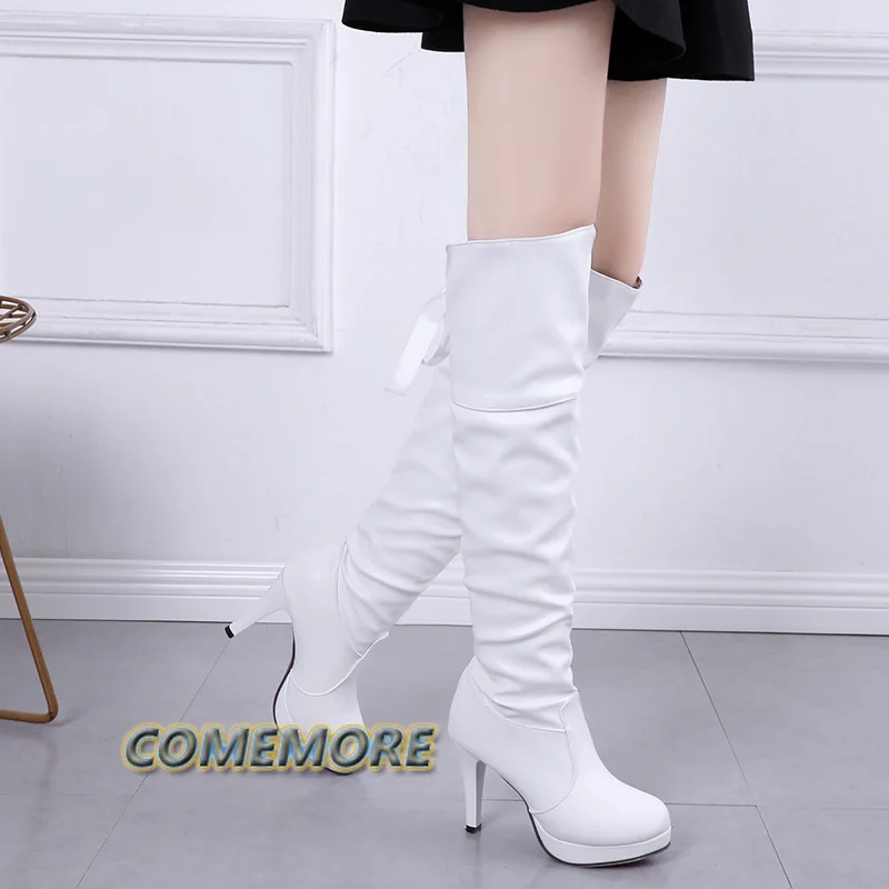 2023 New Women Boots Classics White Black Shoes Luxury Fashion Autumn Soft Elegant High-heeled Comfortable Knee High Boot Ladies