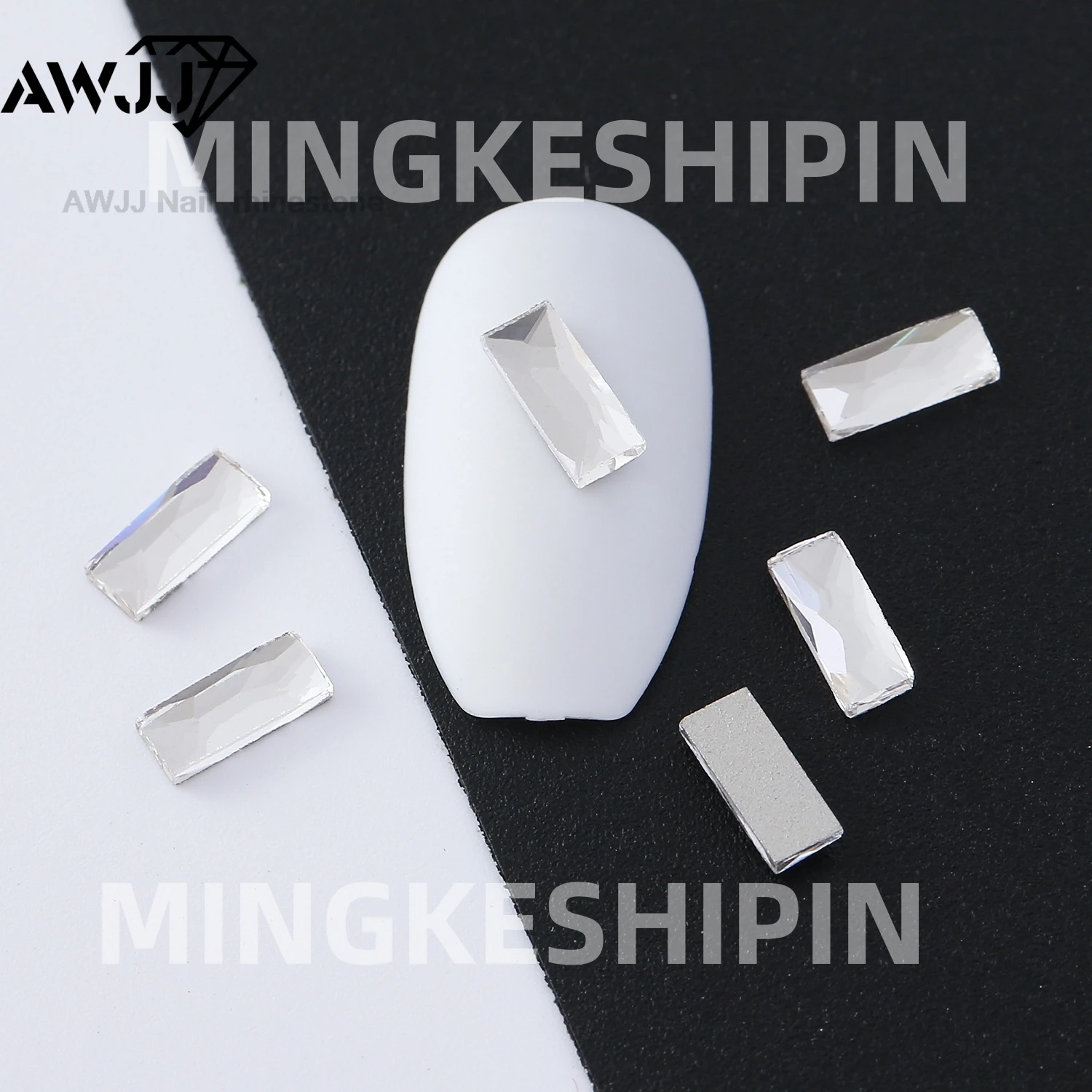 100/500 Stück 3 x 7 mm rechteckige, aufklebbare Strasssteine mit flacher Rückseite, glitzernde, hochwertige Dekoration für Nägel, Kleidung und Heimwerkerarbeiten
