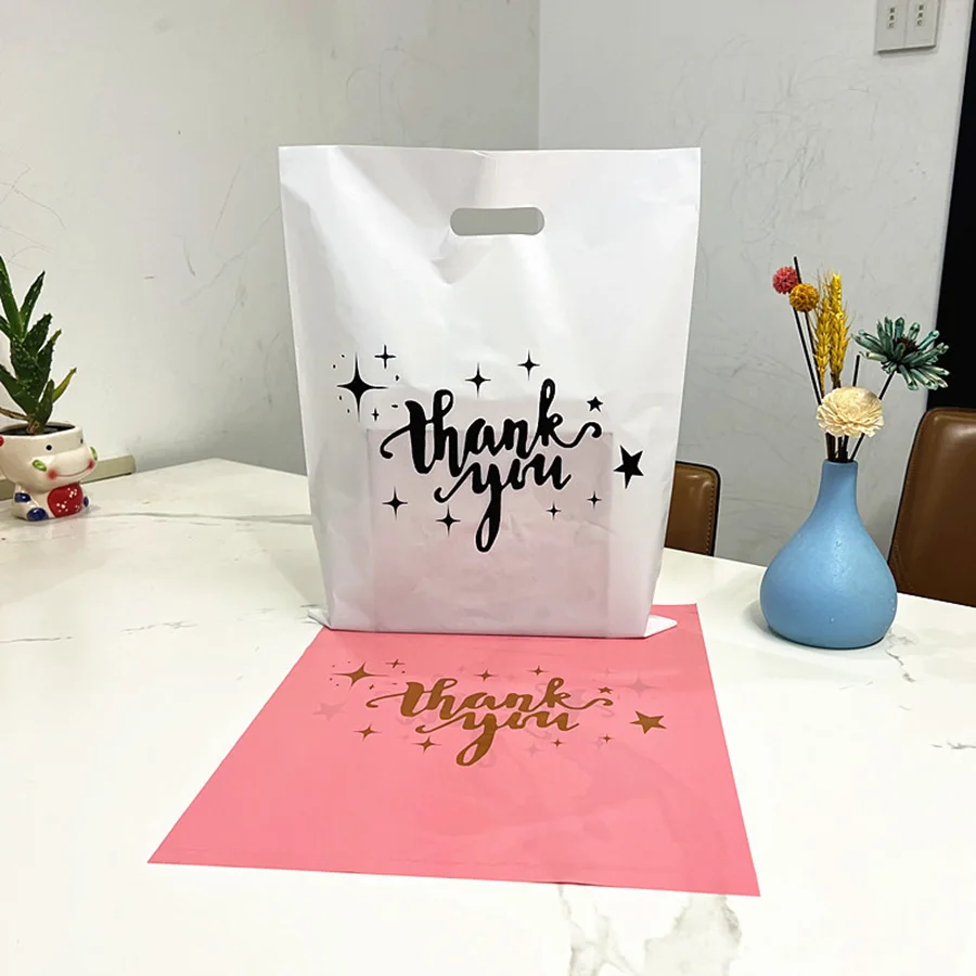 50/100pcs Thank You Gift Bags Plastic Candy Cookie Packaging Bag for Wedding Birthday Party Favors Small Business Supplies