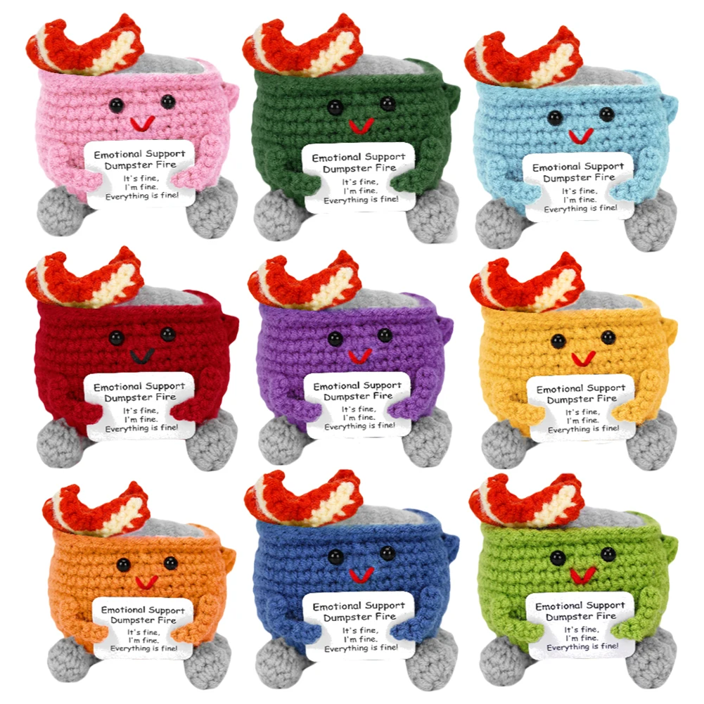 Crochet Dumpster Fire Cute Emotional Support Dumpster Fire Positive Crochet Dumpster Fire Funny Gifts for Coworkers Friends