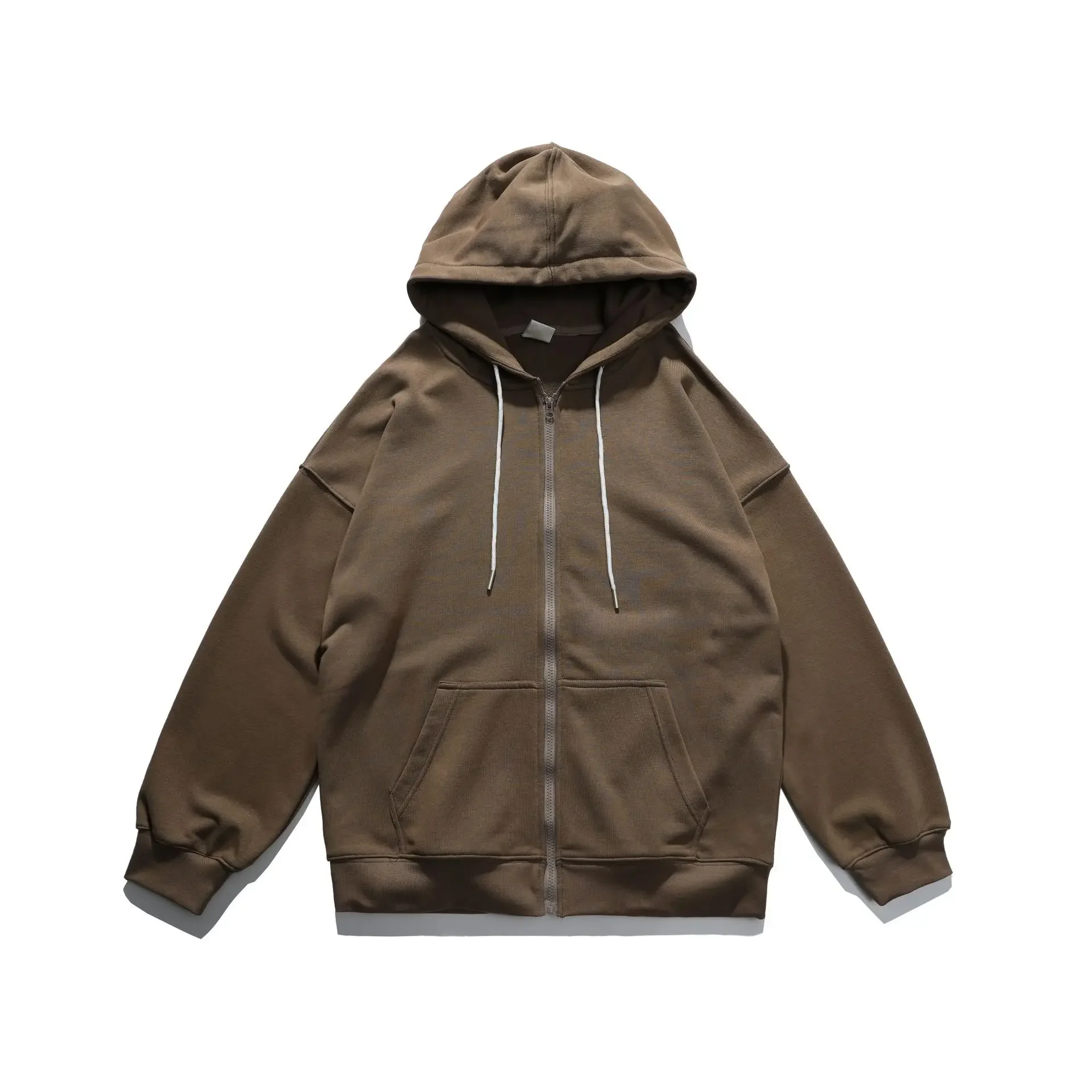 

Men's Hooded Zipper Sweatshirt for Spring and Autumn American Style Trendy Brand. Solid Color Casual and Versatile Top Outerwear