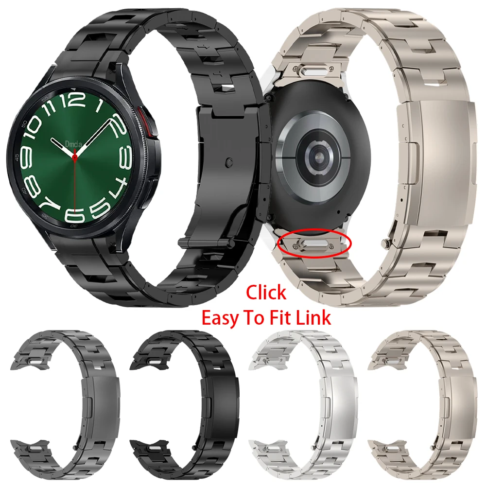 

Простой в установке ремешок из титана и металла для Samsung Galaxy Watch 6 5 Pro 40 44 мм/6 4 Классический 47 мм 46 мм браслет без зазора звеньевой ремешок