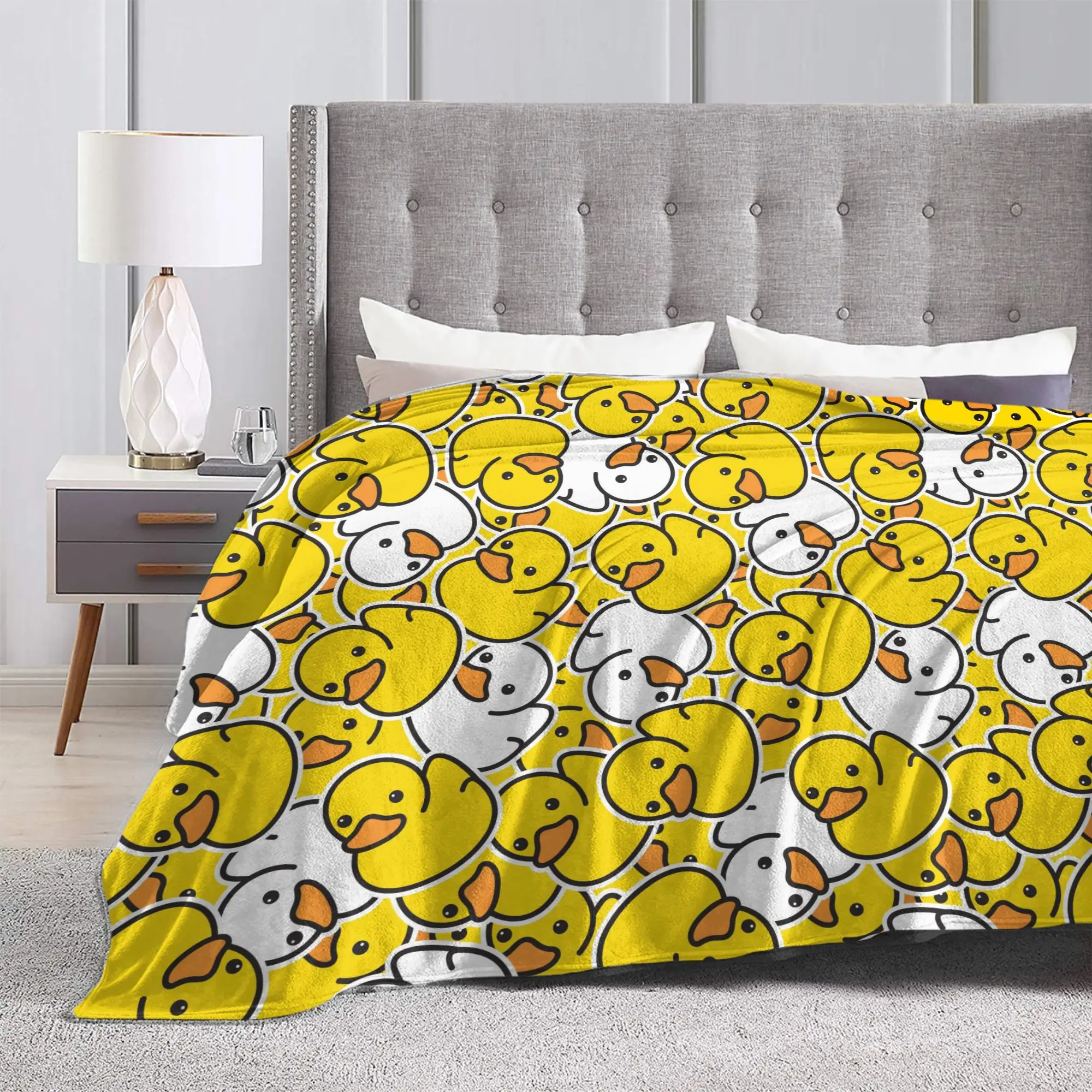 Cute Duck Ducky Cartoon Blankets Flannel Decoration Animal Portable Lightweight Throw Blankets for Home Bedroom Bedspreads