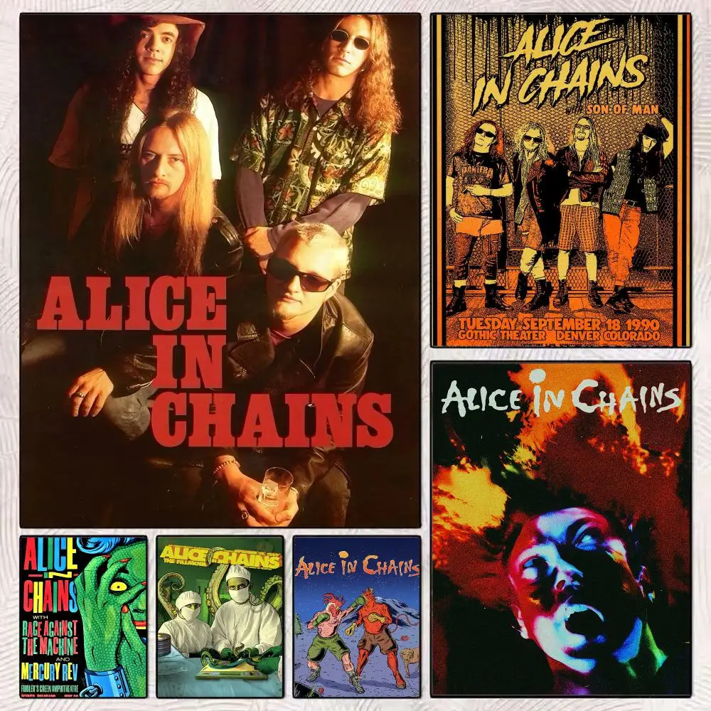 Rock Band A-Alice in Chains Painting Calligraphy Modern Canvas Poster Wall Art Aesthetic Bedroom Decor for Cafe Home Gift