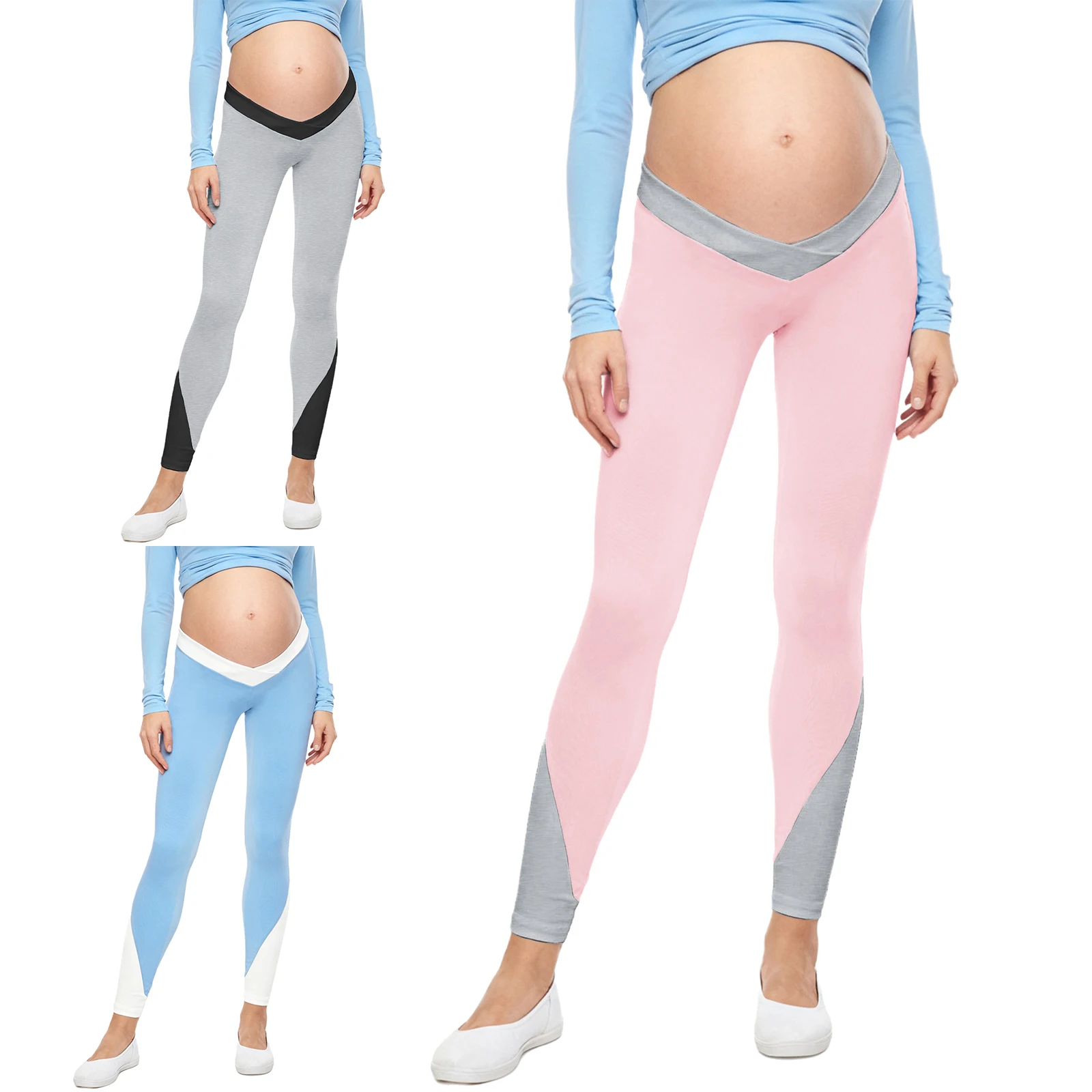 الأمومة منخفضة الارتفاع تحت البطن طماق النساء الحوامل الخامس الجبهة حزام مطاط السراويل لصالة الألعاب الرياضية اليوغا تجريب اللياقة البدنية المشي