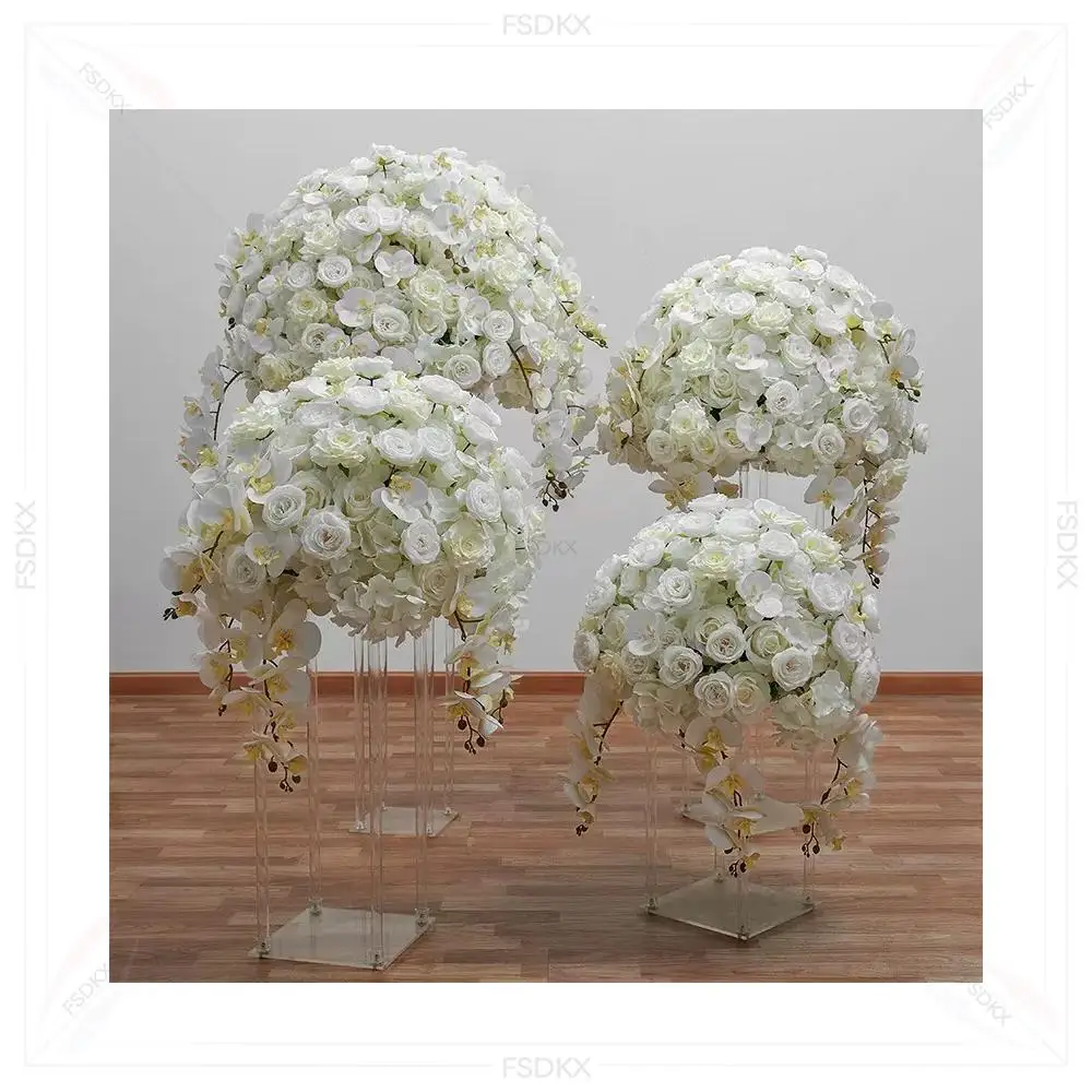 

Elegant Centerpiece White Flower Ball Centerpieces for Wedding Decoration Wedding Table Artificial Flowers