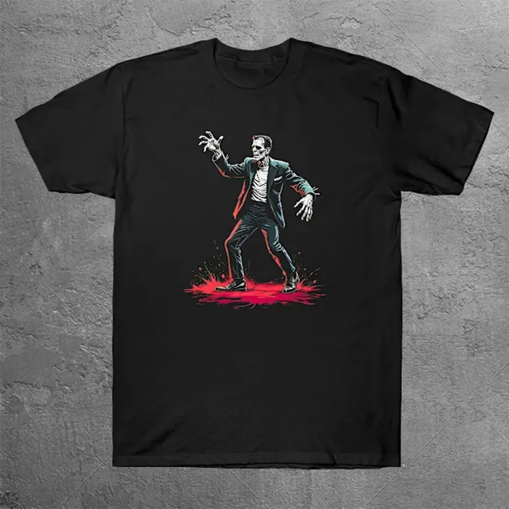 تي شيرت رعب فيلم فرانكنشتاين جرافيك للهالوين تي شيرت رجالي صيفي كبير الحجم #1