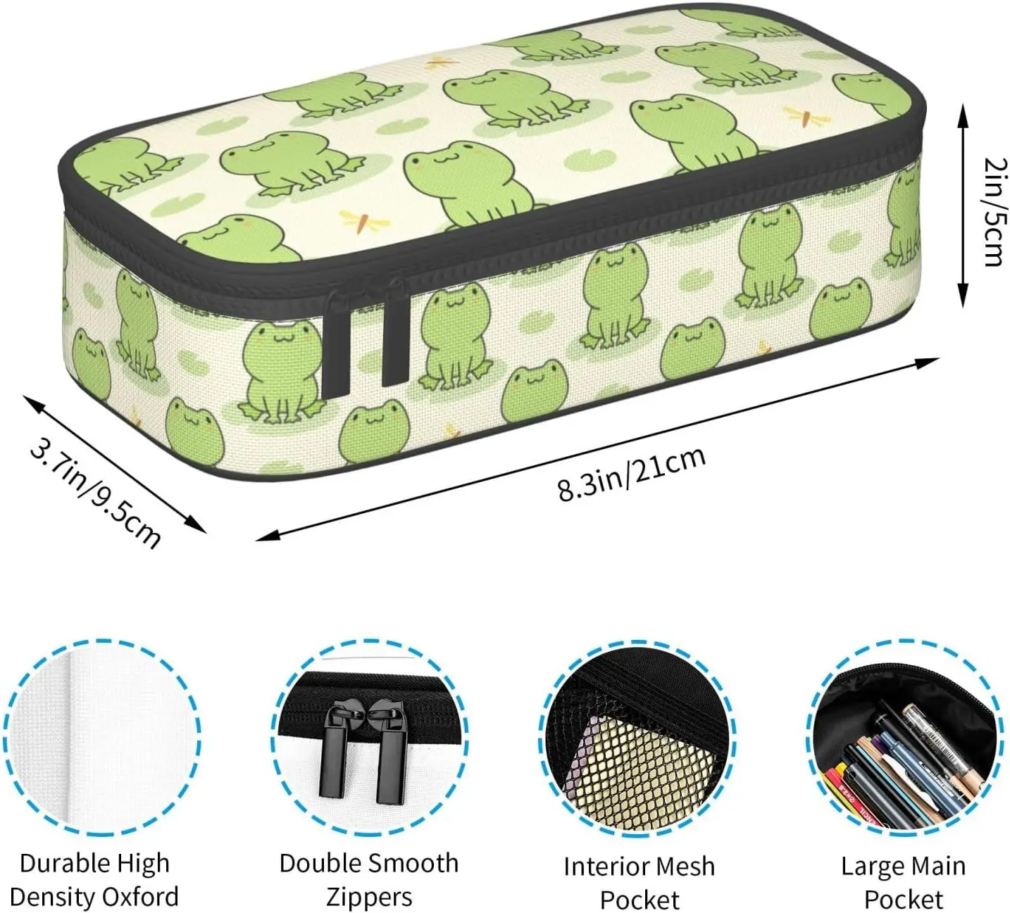 Cute Frog Animal Pencil Case Big Capacity Storage Pencil Pouch Stationery Bags Portable Pen Holder Box Organizer For Student