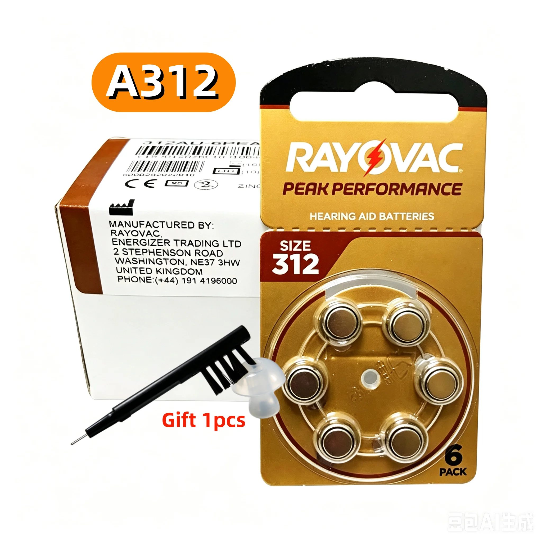 6-60PCS Rayovac PEAK A312 312A PR41 Size312 Zinc Air Hearing Aid Batteries 1.45V For BTE RIC ITE Hearing Aid