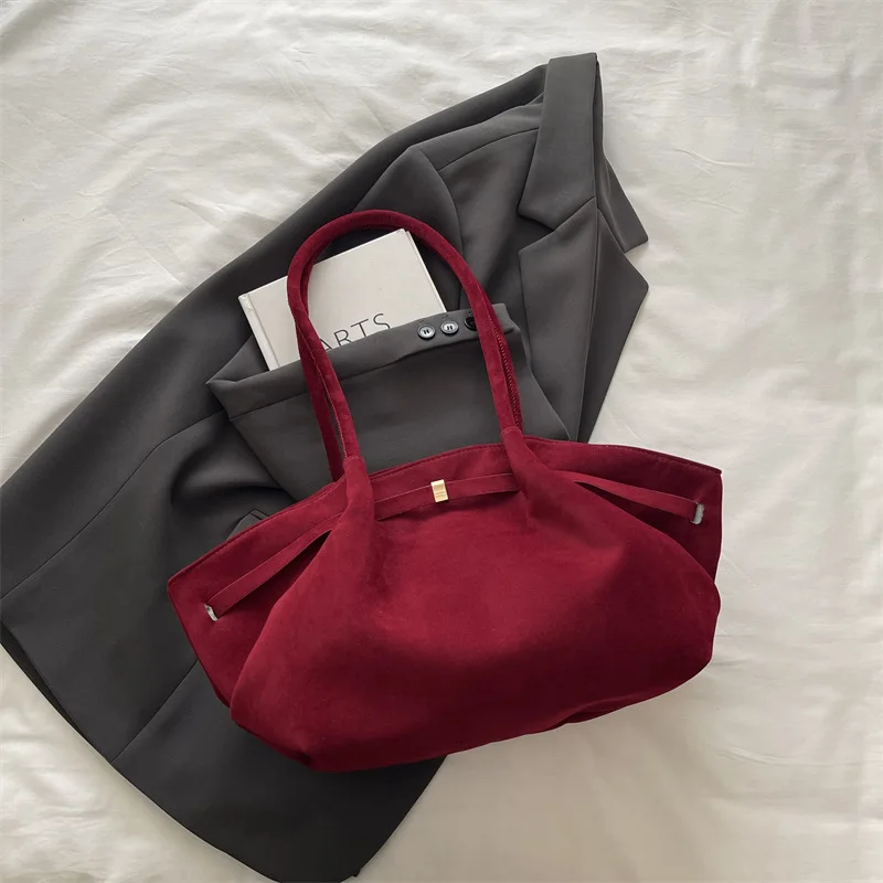 Vintage Wildleder-Umhängetasche für Damen, Minimalistische Große Kapazität Tragetasche, Elegante Retro-Umhängetasche für Tägliche Anlässe, Dating und Reisen – Detail 31