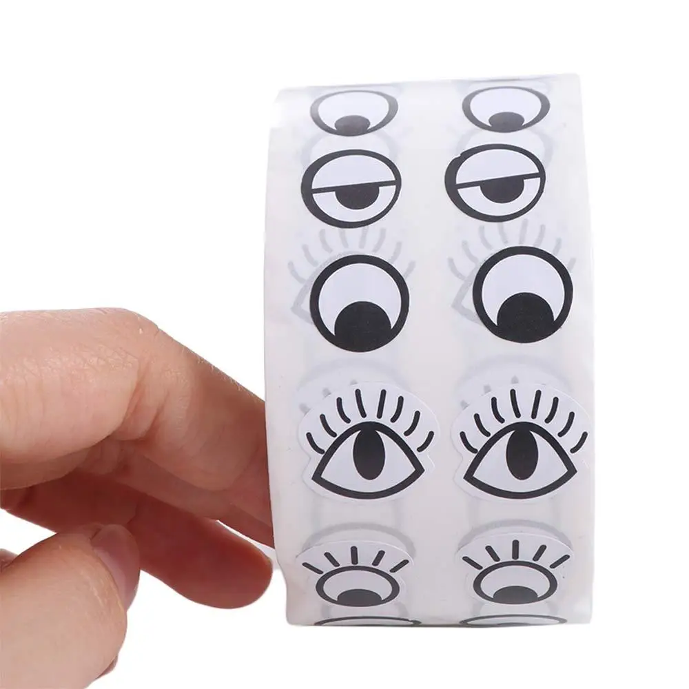 1000pcs/roll Self-Adhesive Premium Eye Stickers Reusable Gifting Mini Eye Shaped Sticker Crafts Black White Designs