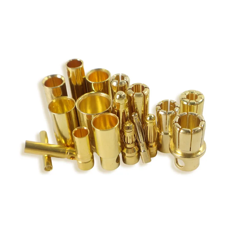 10 Pairs 2.0mm 3.0mm 3.5mm 4.0mm 5.5mm 6.0mm 8.0mm Gold Bullet Banana Connector Plug for ESC Lipo RC Battery Plugs (20 pcs)