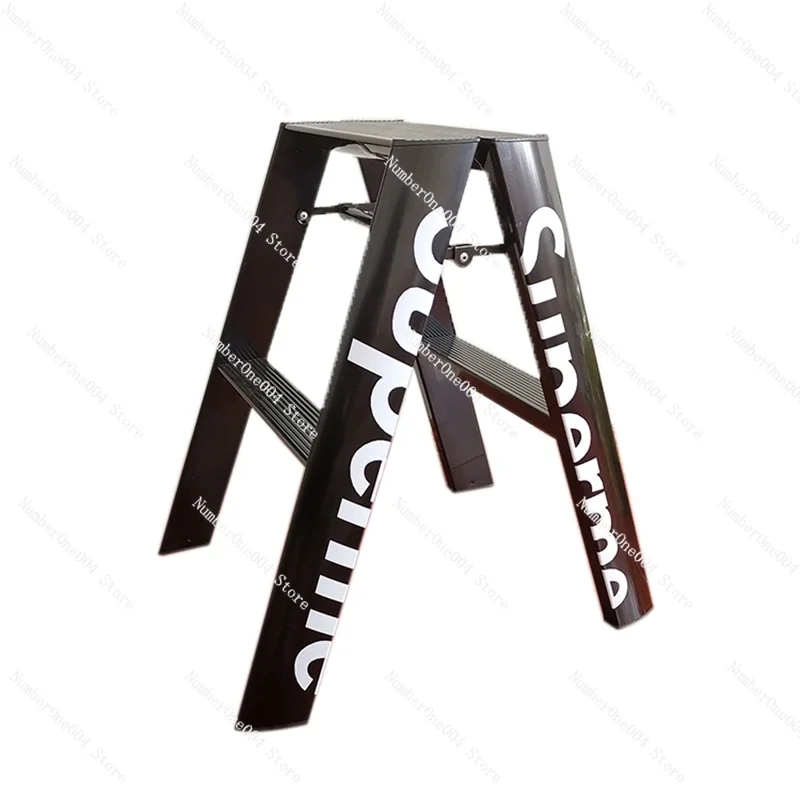 Suitable for red dot design two-step zigzag ladder folding ladder household aluminum alloy