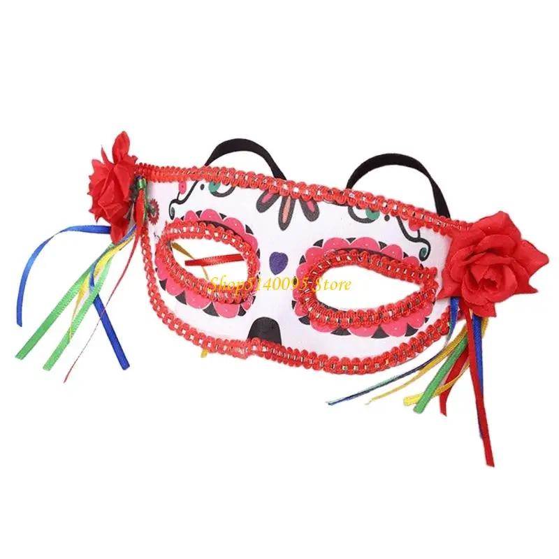 

DXAE Ventilated Skull Party Mask Adjustable Head Strap Artistic Painted Design Halloween Masquerades Accessory