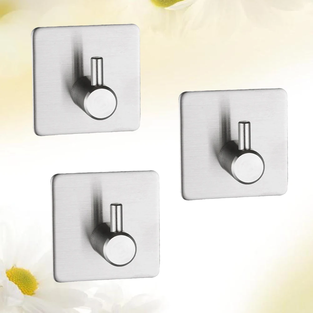 

4pcs Strong Adhesive Hook 304 Stainless Steel Towel Hooks Waterproof Rustproof No Drill Easy Install Kitchen for Towels