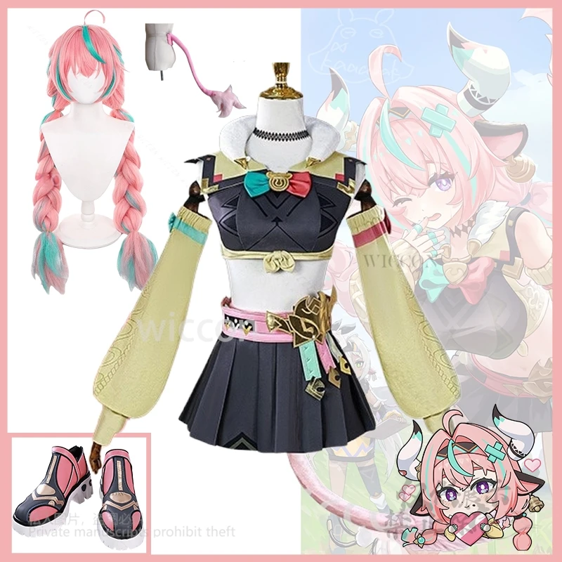 Disfraz de Varesa para Cosplay, uniforme, tocado peludo, lencería, vestido Jirai Kei Lolita, juego GENSHIN IMPACT, peluca para niña y mujer personalizada