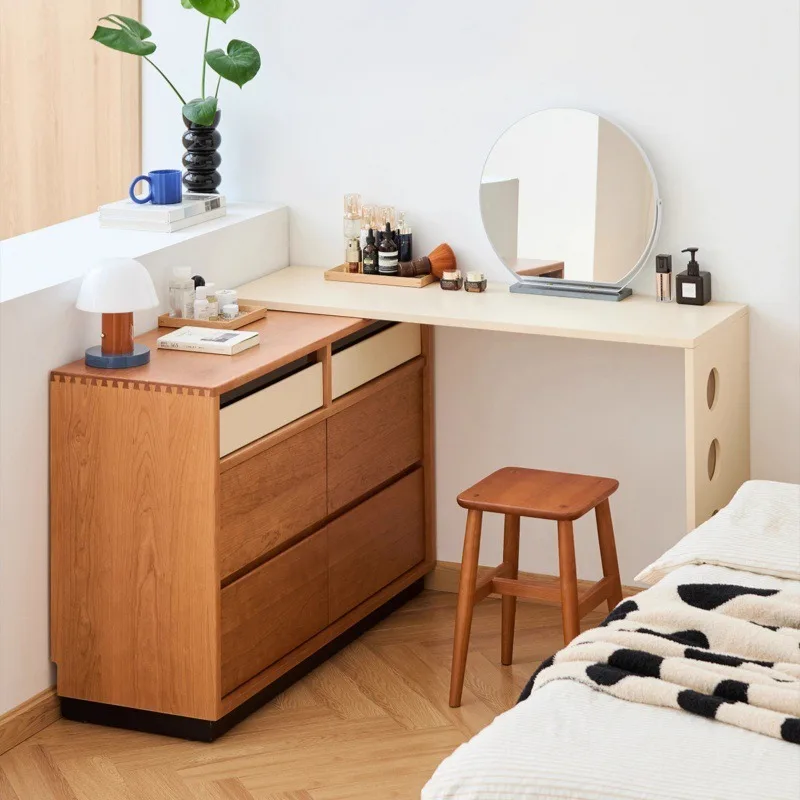 

Solid wood dresser, home small apartment dressing table, bedside chest of drawers, integrated bedroom storage cabinet