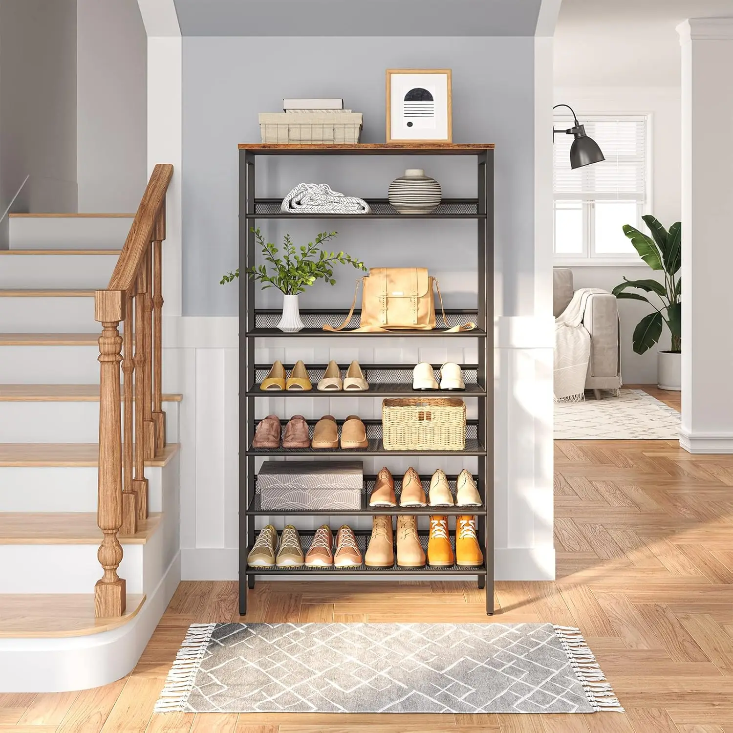 Shoe Rack, Large Capacity Shoe Shelf, Shoe Storage Organizer for 21-28 Pairs of Shoes