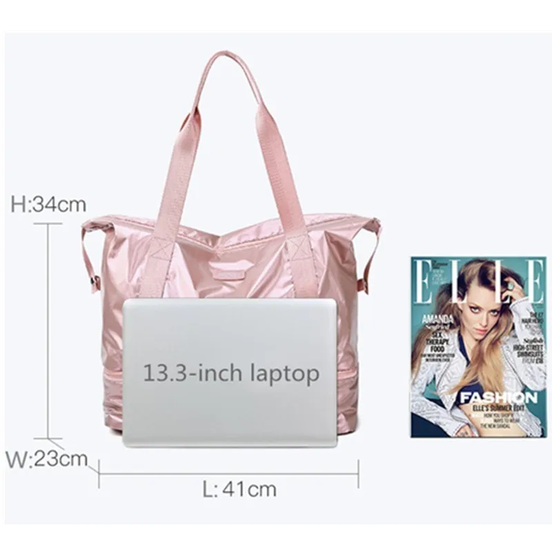 Travel Duffle Bags PINK Gym Bag Dry Wet Separation Yoga Bag Multifunction Handbags Big Capacity Shoulder Bag Fitness bag