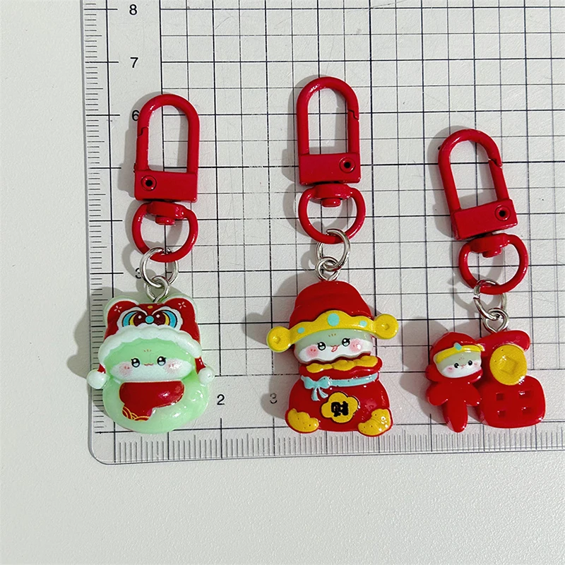 Creative 2025 New Year Chinese Zodiac Snake Year Keychain Pendant Cute Cartoon Backpack Car Ornament Key Ring