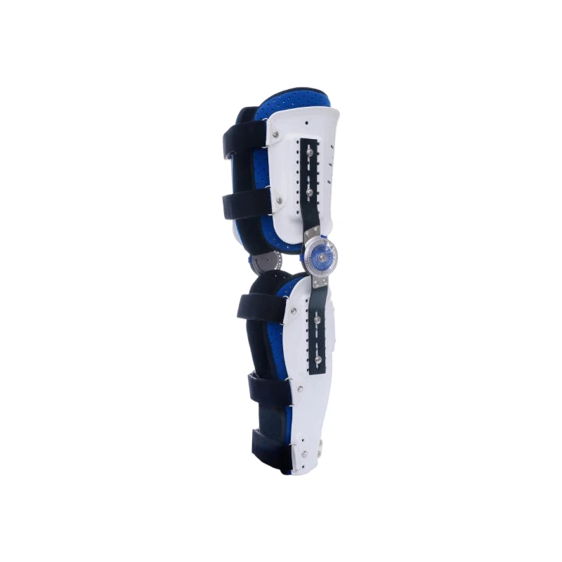 Medical physiotherapy orthoses Adjustable push-button closure brackets for knee joint fixation and fracture support