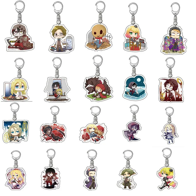 

New 20pcs/lot Anime Keychain Cartoon Figure Satsuriku No Tenshi Acrylic Pendant Key Ring For Women Men Jewelry Accessories Gifts