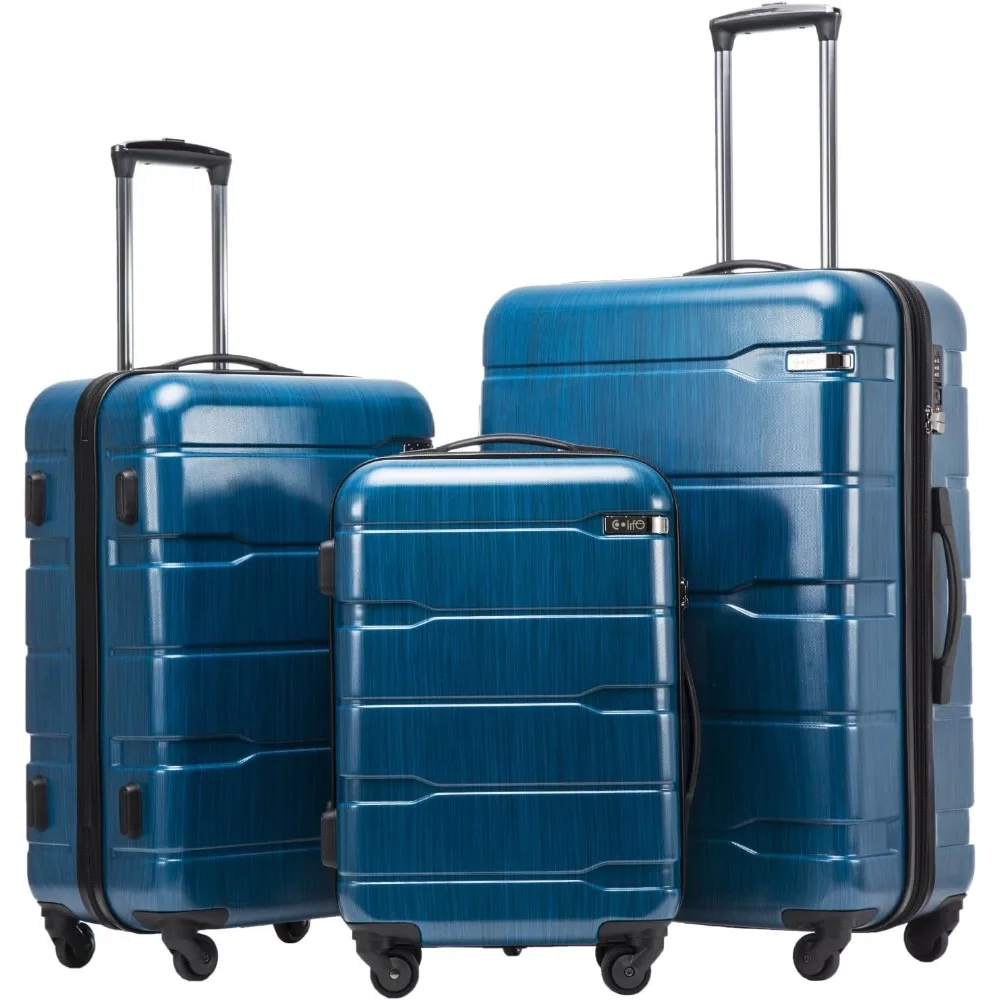 

Coolife Luggage Expandable 3 Piece Sets PC+ABS Spinner Suitcase 20 inch 24 inch 28 inch(Caribbean Blue., 3 piece set)