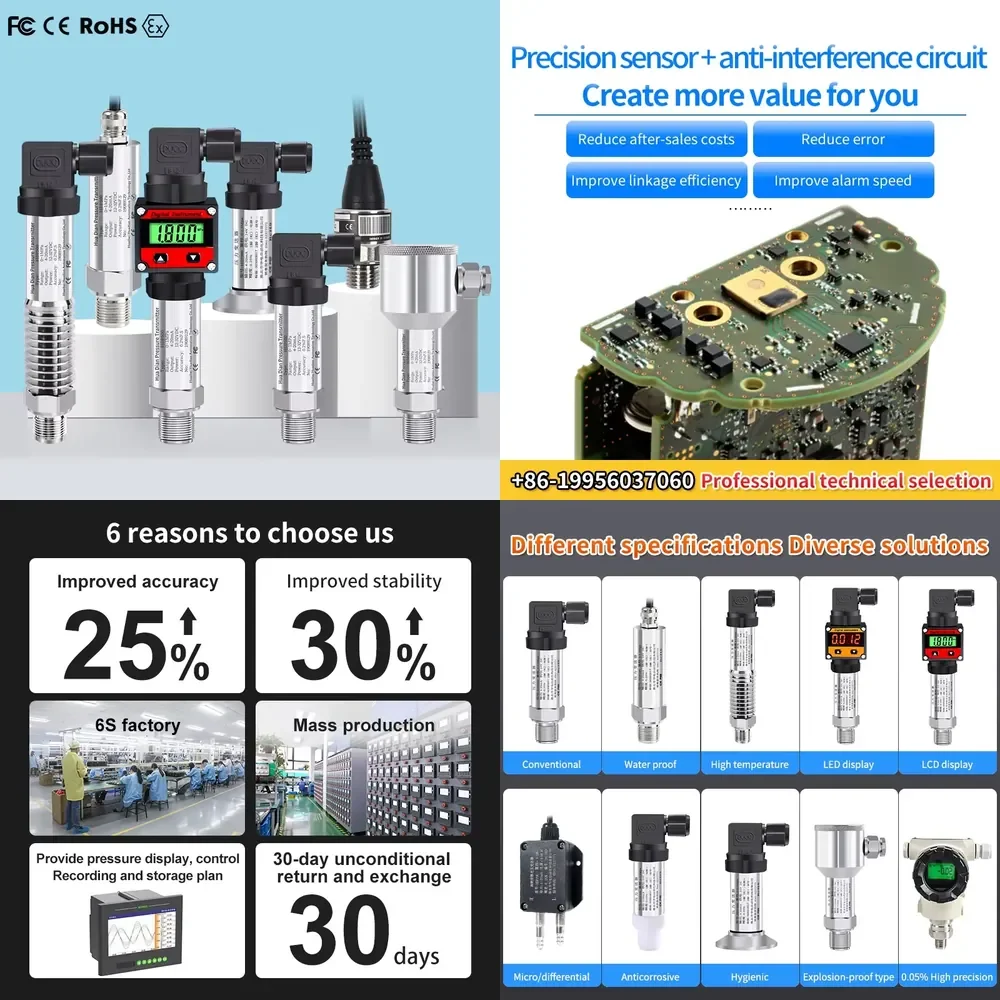 4 Inch Invasive Melt Pressure Transducer 25mpa Water Pumps 3.6v Ptfe Pressure Transmitter 4-20ma Hersman Compact Pressure