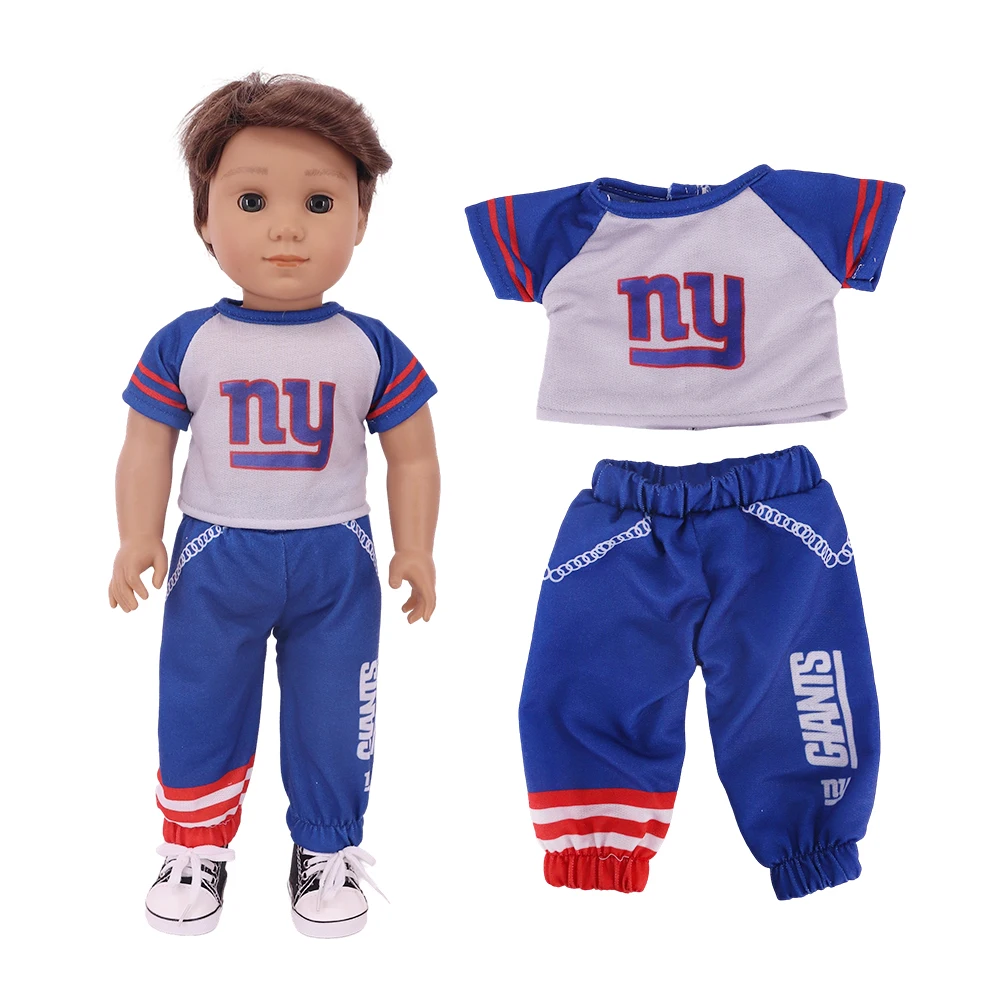 เหมาะสำหรับตุ๊กตาขนาด 18 นิ้ว, ตุ๊กตารีบอร์น อุปกรณ์เสริมเสื้อผ้า, ชุดกีฬากลางแจ้ง รองเท้า ถุงเท้า ชุดฟุตบอล ของขวัญสำหรับเด็ก