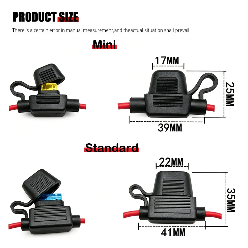 Wasserdichter 10/12/14/16/18AWG Schneidbarer Auto-Inline-Sicherungshalter 5A-50A Standard-/Mini-Sicherungen Sicherheit für Boote, Marinefahrzeuge, LKWs und Fahrzeuge – Detail 7