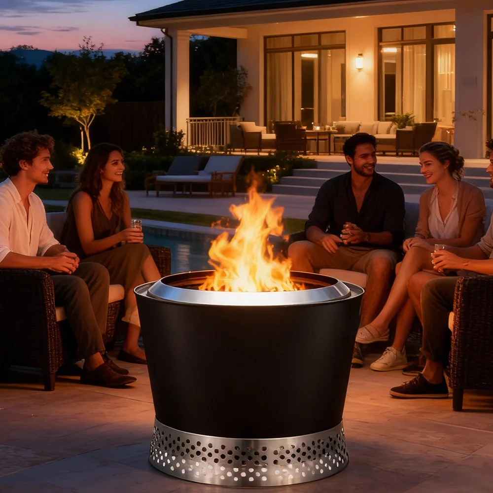 Wholesale Smokeless Fire Pit with Stand Portable Stainless Steel Secondary Combustion Wood Burning Outdoor Fireplace