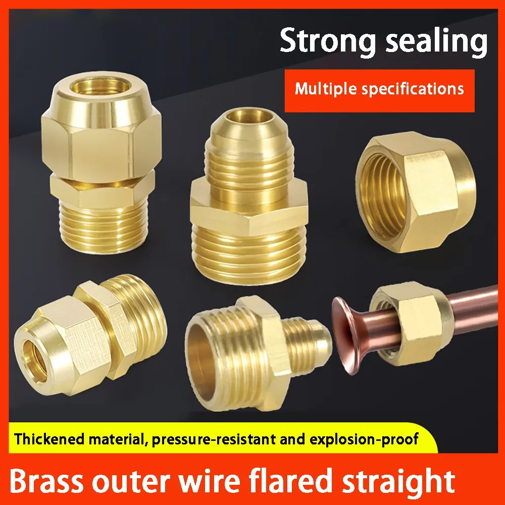 All copper outer wire flared direct fittings 1/2/3/4 points bell mouth air conditioning refrigeration copper oil pipe straight j