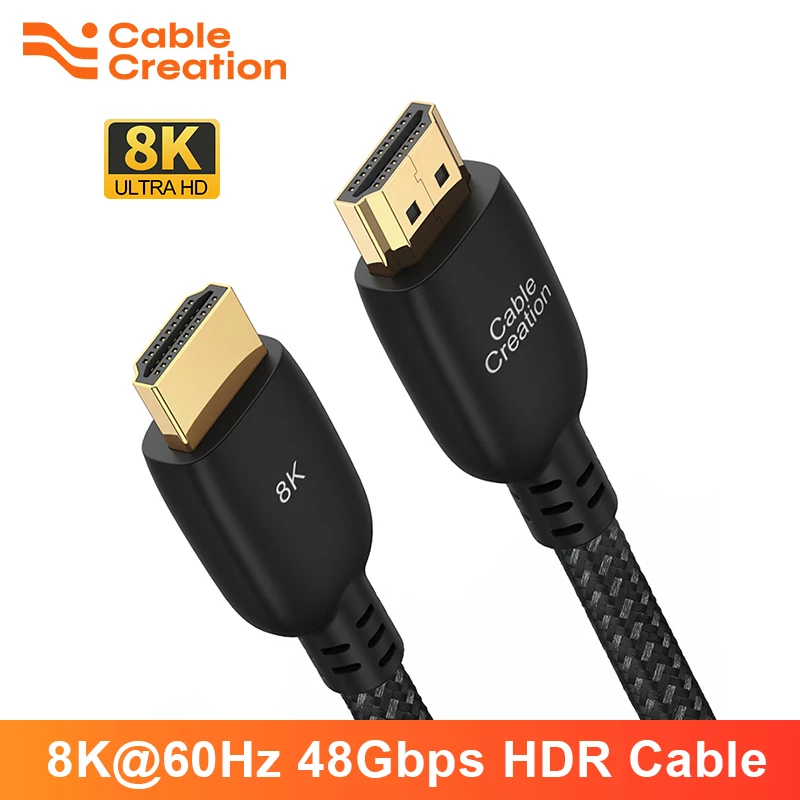 CableCreation HDMI 8K 60Hz Cable 2.1 48Gbps 4K 120Hz eARC HDR HDCP 2.2 2.3 for Sony LG Samsung TV Box PS5 PS4 Xbox Projector