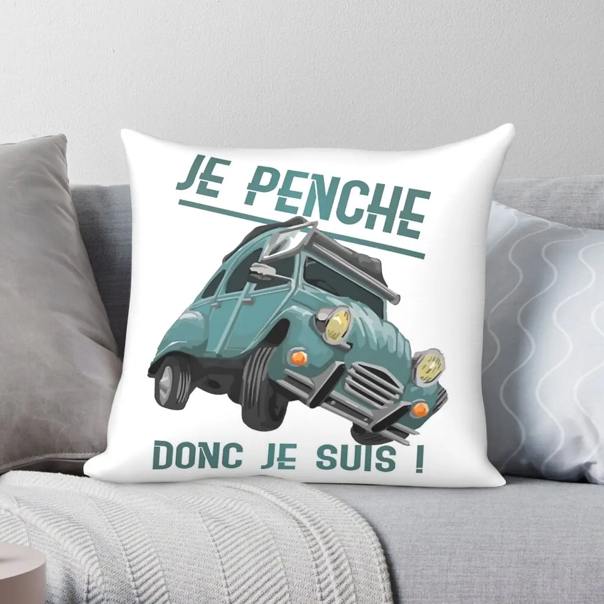 

2cv Penche Donc Je Suis Square Pillowcase Polyester Linen Velvet Pattern Zip Decor Throw Pillow Case Sofa Cushion Cover