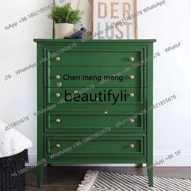 Solid wood chest/personalized drawer locker/green neoclassical entrance cabinetH