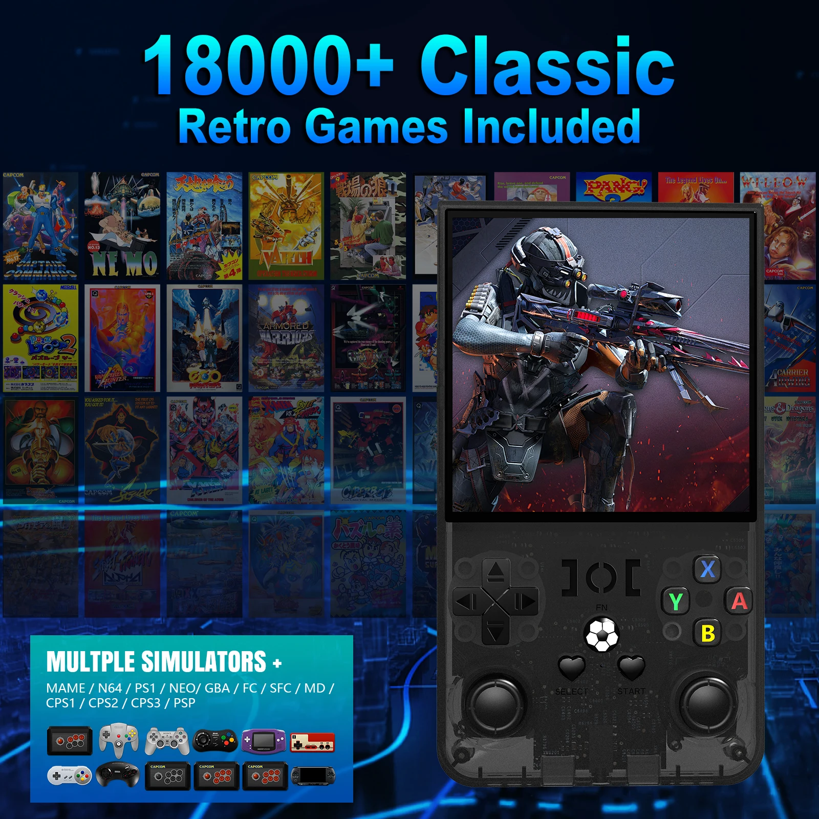 Open Source R36MAX Portable Video Game Player Console 18000+ Games Retro Handheld Game Console 4.0 Inch IPS Screen Linux System