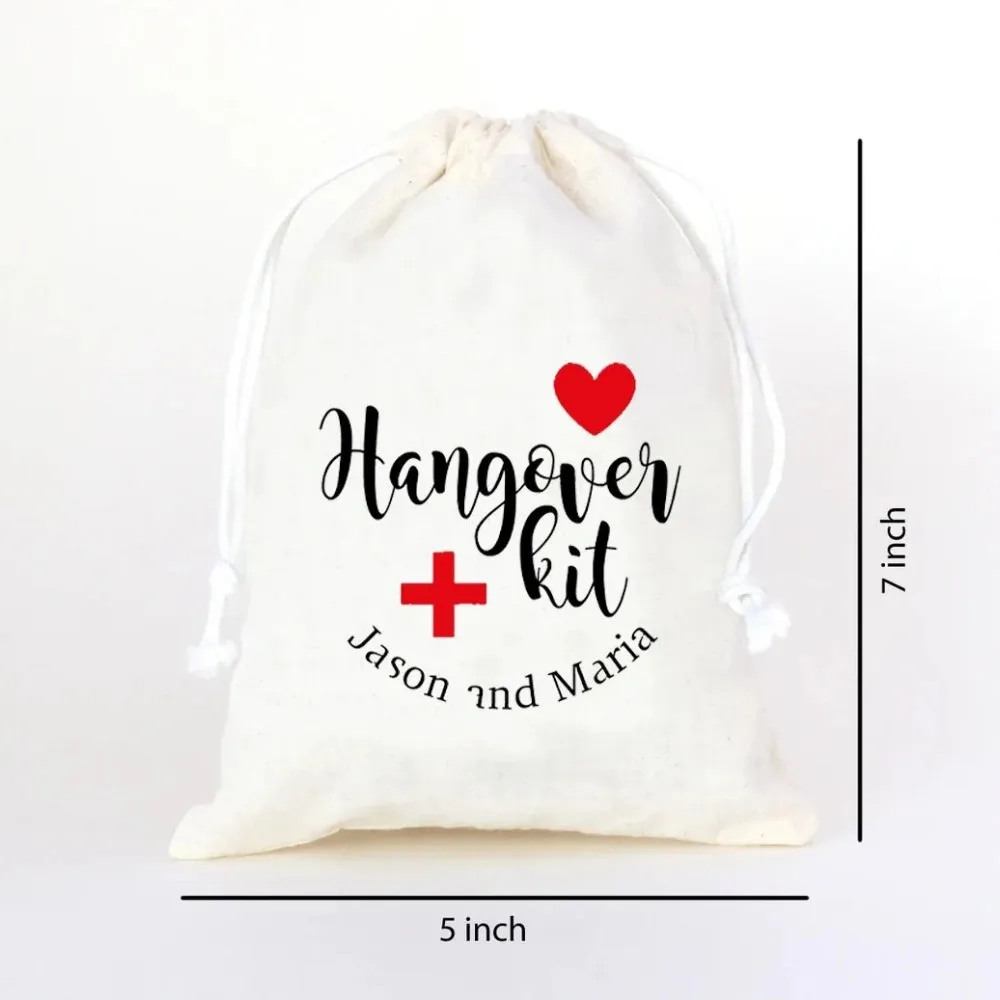 20 pcs Custom Hangover kit Bag,Drawstring Bag Bachelorette Party Favor,Survival Kit Birthday Favor Custom Hangovers Last a Day