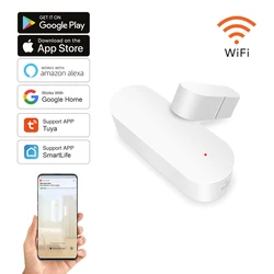 Tuya Smart WiFi Door Sensor Smart Home Open Close Detector Smartlife App Control Notification Compatible with Alexa Google Home