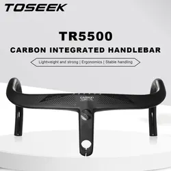 TOSEEK TR5500 Road Bicycle Full T800 Carbon Fiber Stem Integrated Handlebar Ultra Light 28.6mm with Bike Computer Holder
