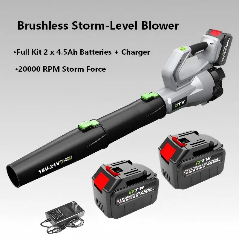 4.5Ah Battery 485W Brushless Storm-Level Blower,Cordless Jet Fan for Snow,Leaves,Patio&Car Wash,High-Speed Outdoor Air Tool