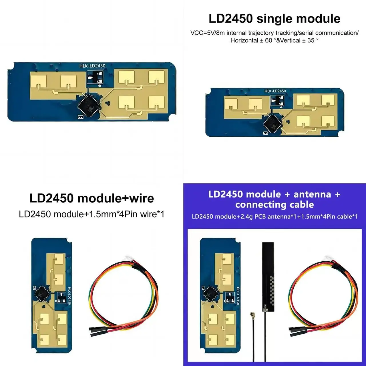 HLK-LD2450 DC5V 24G MM Wave Human Motion Tracking Radar Sensor Module LD2450 Sensing Distance 8M Smart Home