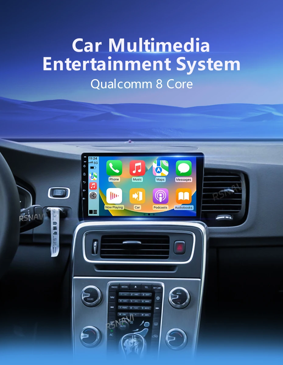 Android 16 Carplay Auto 2K Bildschirm Autoradio Multimedia-Player für Volvo S60 V60 2011 - 2020 Head Unit 360 2Din Autoradio Stereo – Detail 3