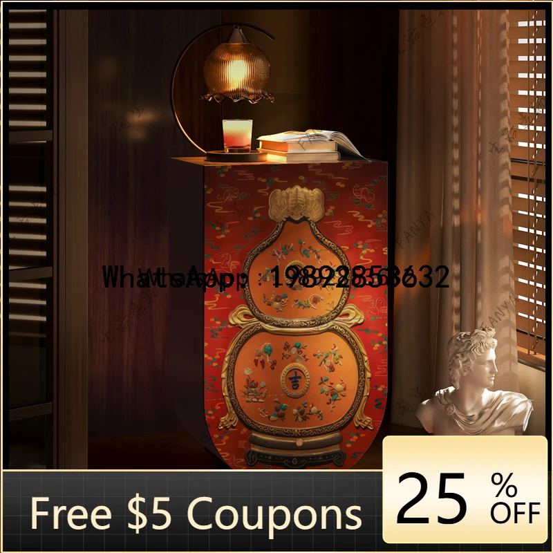 

AB Solid Wood Four-Drawer Cabinet Living Room Entryway Cabinet Gourd Painted Multi-Functional Storage Cabinet