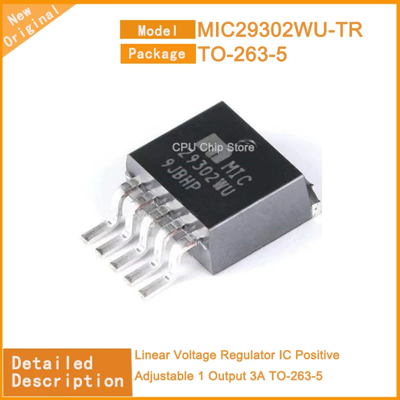 5Pcs/Lot  New Original  MIC29302WU-TR  MIC29302WU Linear Voltage Regulator IC Positive Adjustable 1 Output 3A TO-263-5