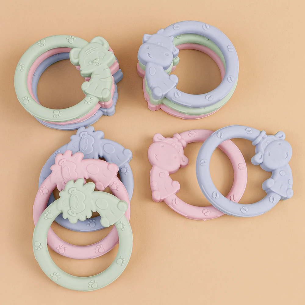 

3Pcs Baby SiliconeTeether Cute Animal Shape Silicone Shape Chew toy lightweight,Soft Teether Necklace Toy Bracelet Accessories