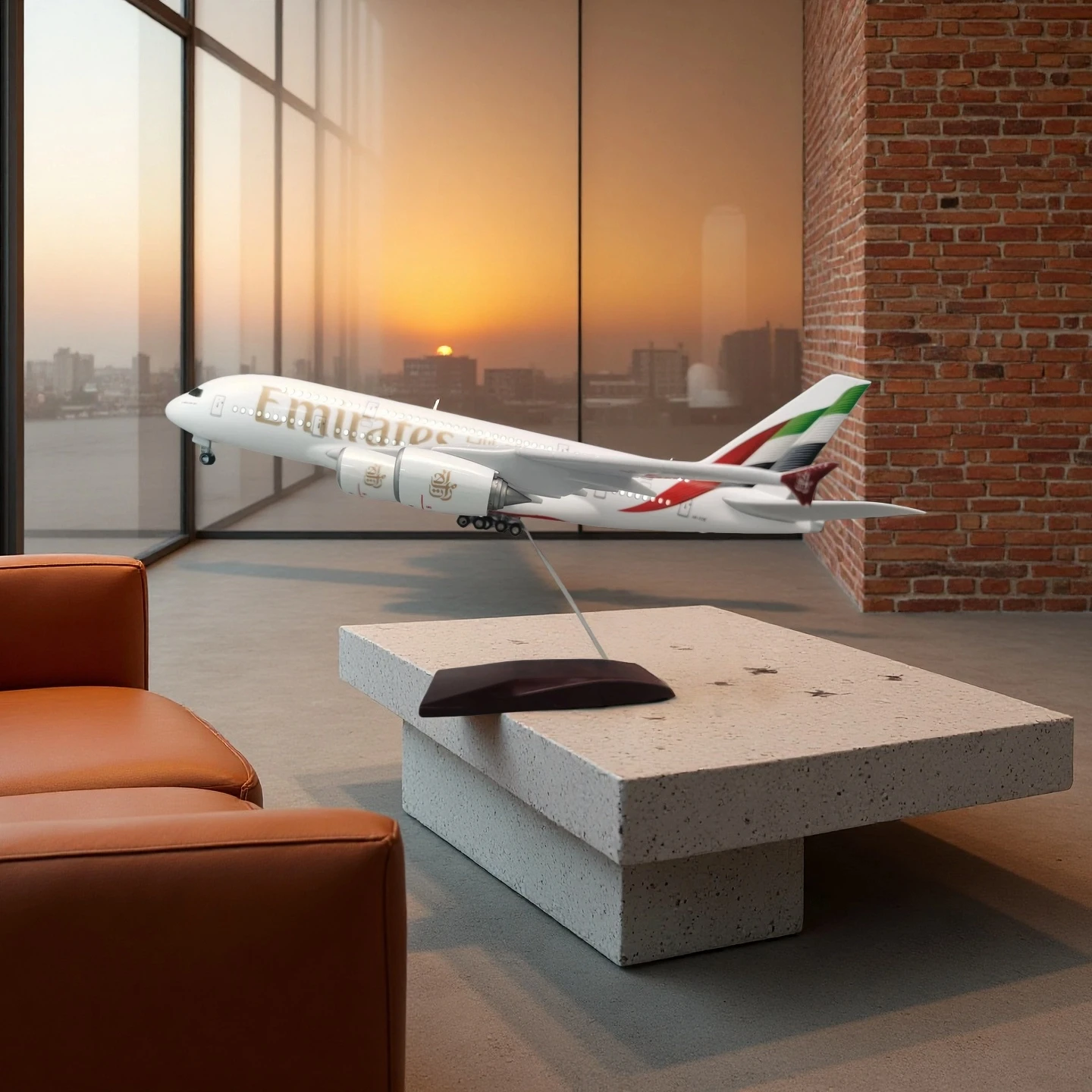 

Diecast Plastic Resin Model 47cm Airplane Model 1/160 Scale A380 New Emirates Airline Aircraft with Light & wheels Collectibe