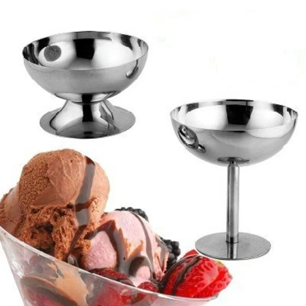 

Ice Cream Cups Stainless Steel Pudding Salad Bowl for Christmas Party Coffee Shop Wedding Banquet Dessert Fruit Snack Dish Cup