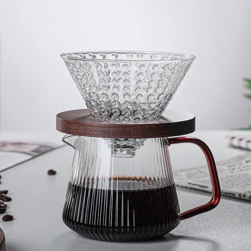 Stylish High Borosilicate Glass Coffee Pot with V-Shaped Spout -  for Pour-Over Brewing and Home Coffee Rituals
